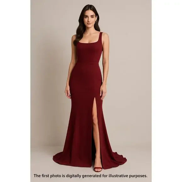 fame and partners burgundy dress Chic Off-the-shoulder Burgundy Shining Sequined Long Prom Party Gowns with Fur